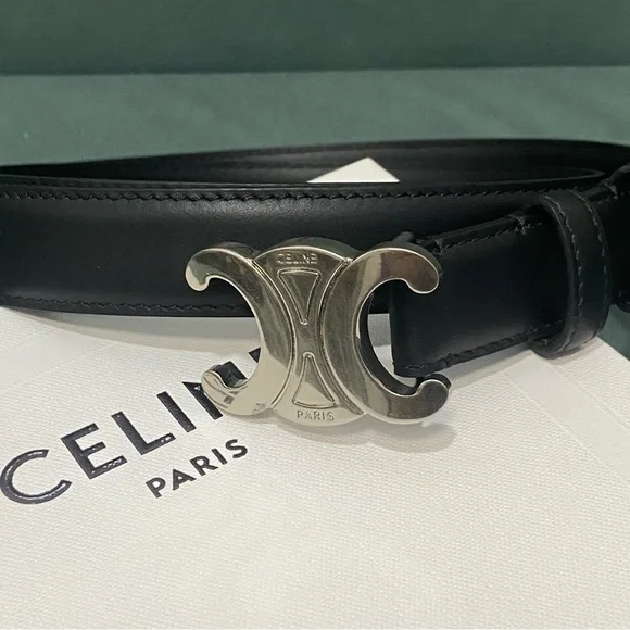 Celine Black Leather Belt SZ 85 - Picture 2 of 4